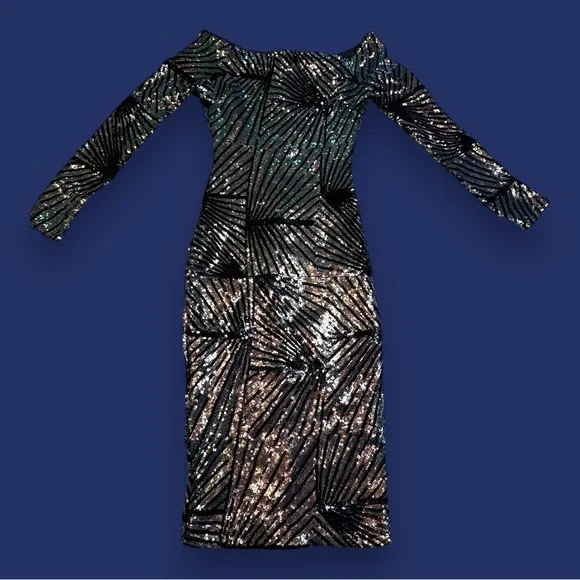 πHPπ EUC (worn once) Ricarica Sequin Off The Shoulder Midi Dress. π Size Small - Picture 4 of 13